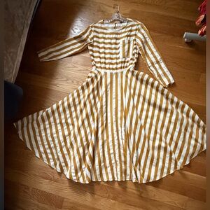 Bally dress  with Mustard and White Stripes